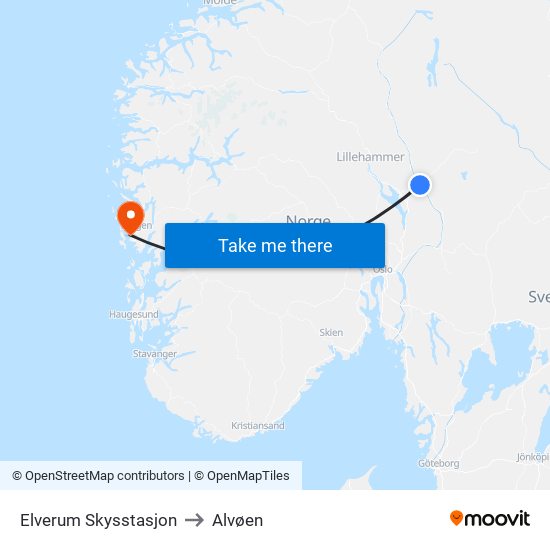 Elverum Skysstasjon to Alvøen map