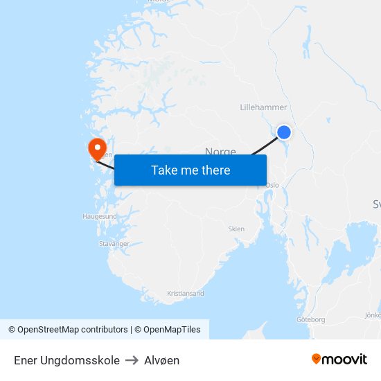 Ener Ungdomsskole to Alvøen map