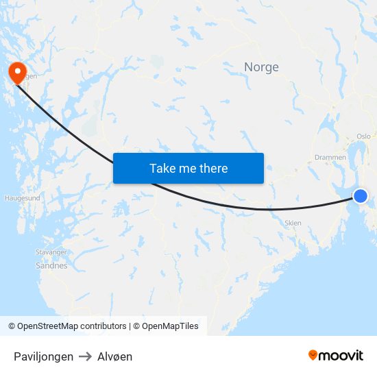 Paviljongen to Alvøen map