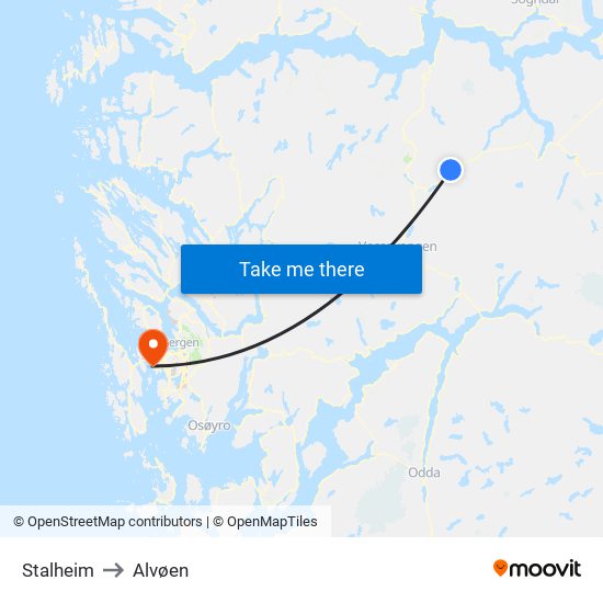 Stalheim to Alvøen map