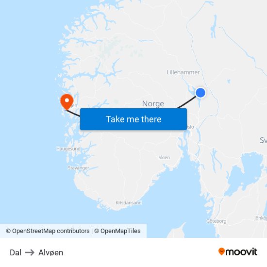 Dal to Alvøen map