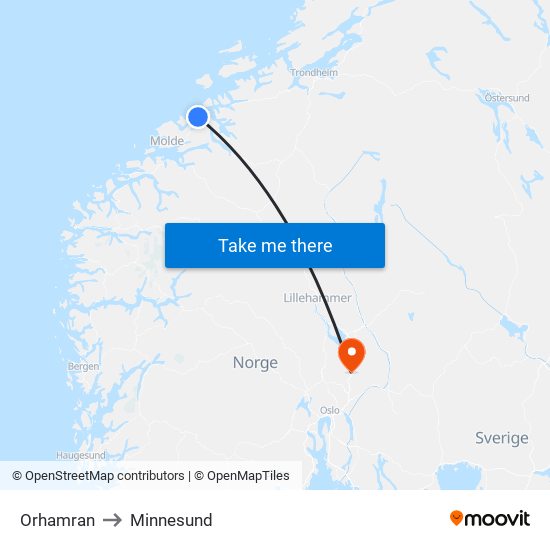 Orhamran to Minnesund map