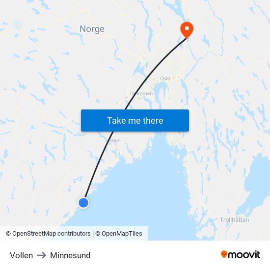 Vollen to Minnesund map