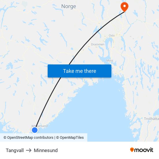 Tangvall to Minnesund map