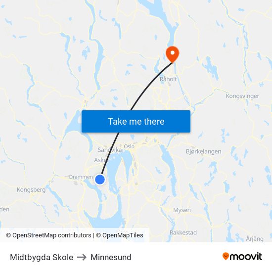 Midtbygda Skole to Minnesund map