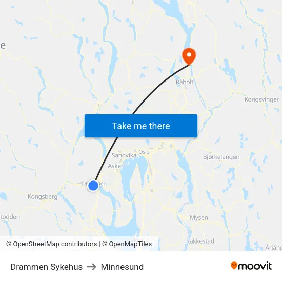 Dronninggata to Minnesund map