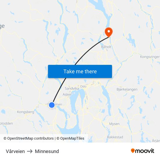 Vårveien to Minnesund map