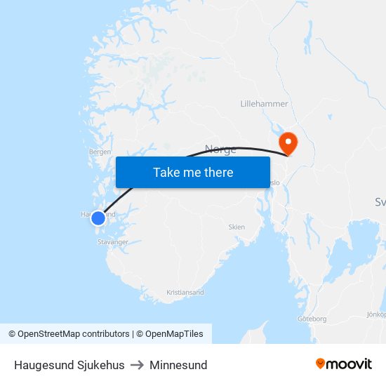 Haugesund Sjukehus to Minnesund map