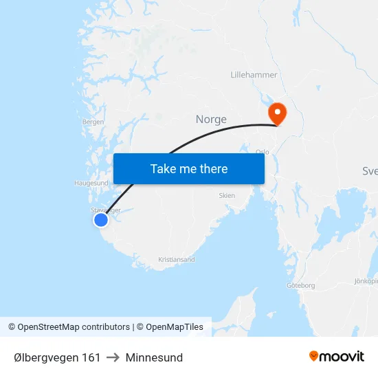 Ølbergvegen 161 to Minnesund map