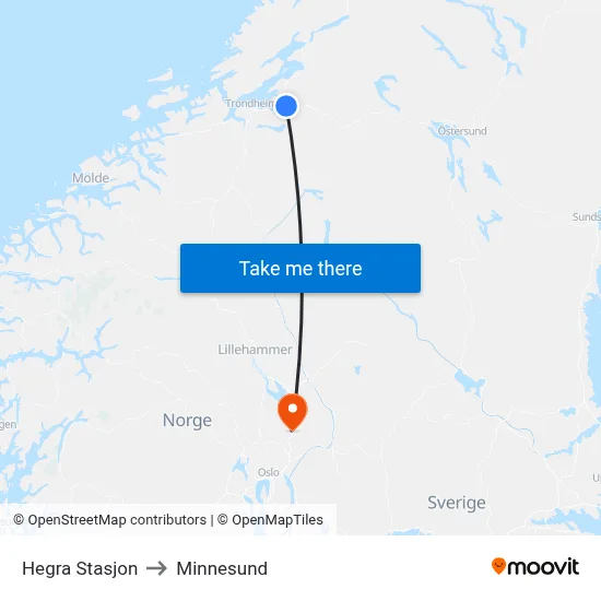 Hegra Stasjon to Minnesund map