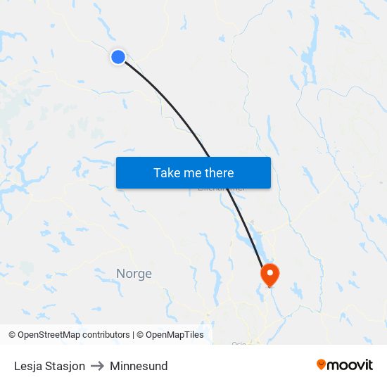 Lesja Stasjon to Minnesund map