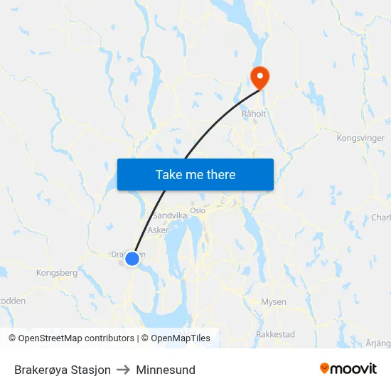 Brakerøya Stasjon to Minnesund map