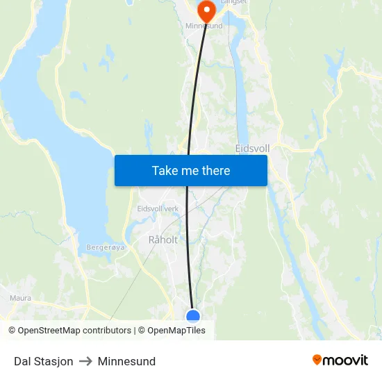 Dal Stasjon to Minnesund map