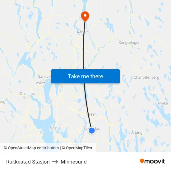 Rakkestad Stasjon to Minnesund map