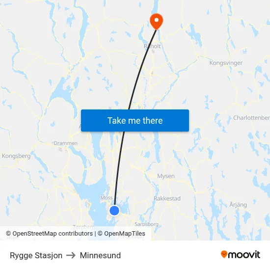 Rygge Stasjon to Minnesund map