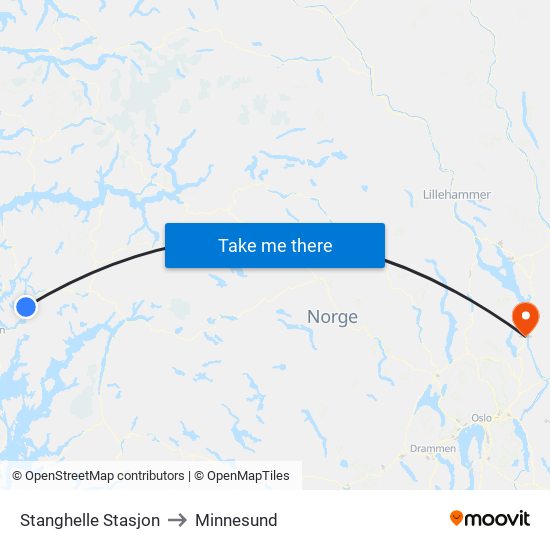 Stanghelle Stasjon to Minnesund map