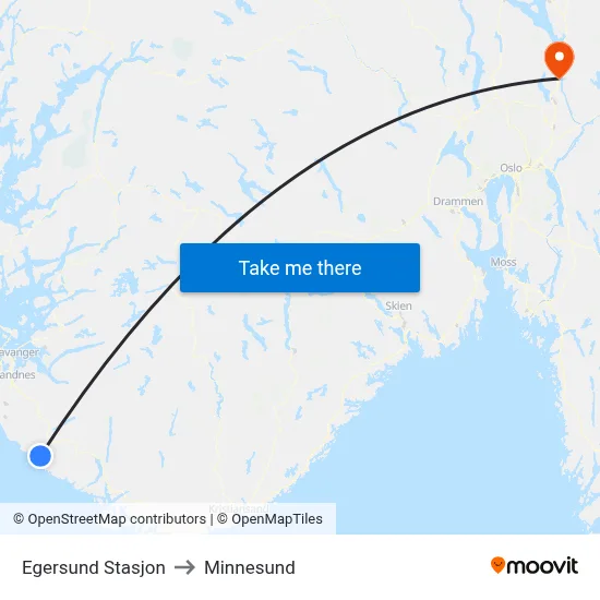 Egersund Stasjon to Minnesund map