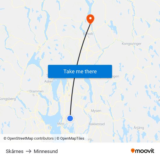 Skårnes to Minnesund map