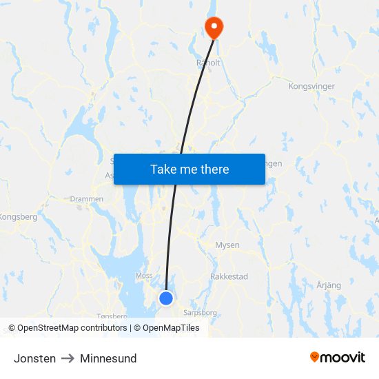 Jonsten to Minnesund map