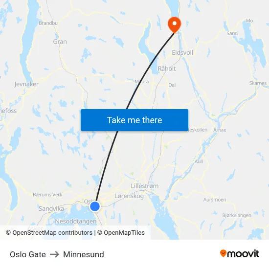 Oslo Gate to Minnesund map