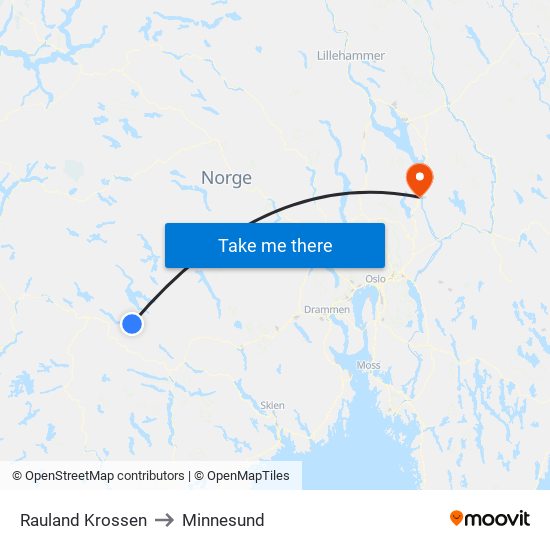 Rauland Krossen to Minnesund map