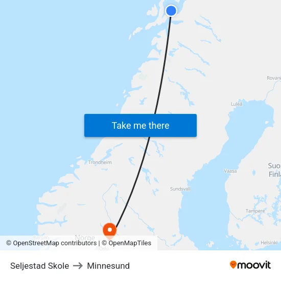 Seljestad Skole to Minnesund map