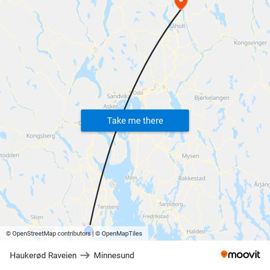Haukerød Raveien to Minnesund map