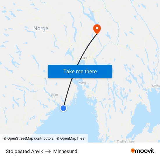 Stolpestad Anvik to Minnesund map