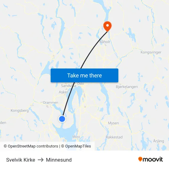 Svelvik Kirke to Minnesund map
