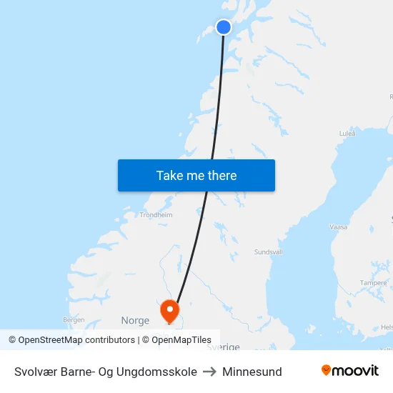 Svolvær Barne- Og Ungdomsskole to Minnesund map