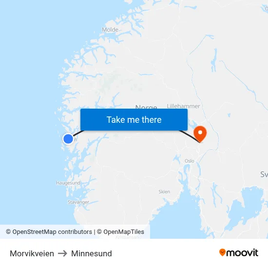 Morvikveien to Minnesund map