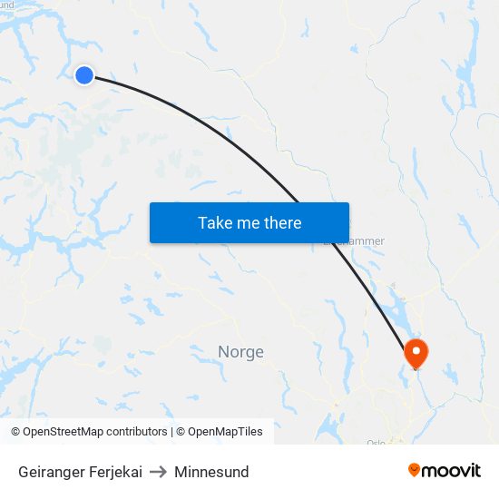 Geiranger Ferjekai to Minnesund map