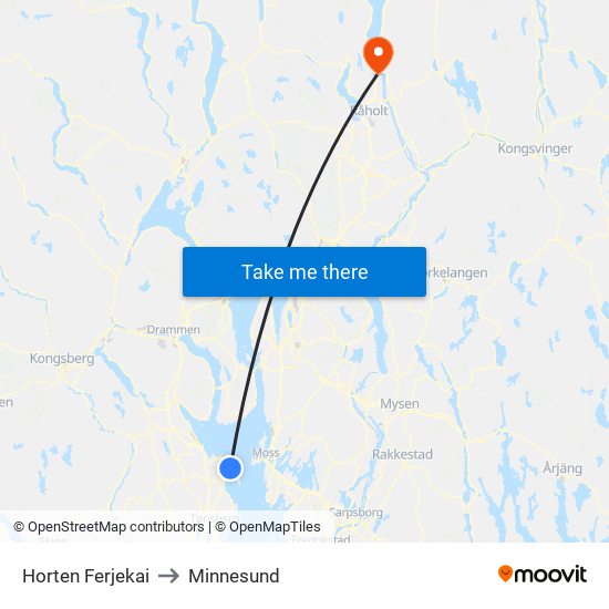 Horten Ferjekai to Minnesund map