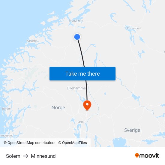 Solem to Minnesund map