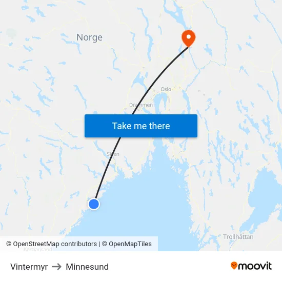 Vintermyr to Minnesund map
