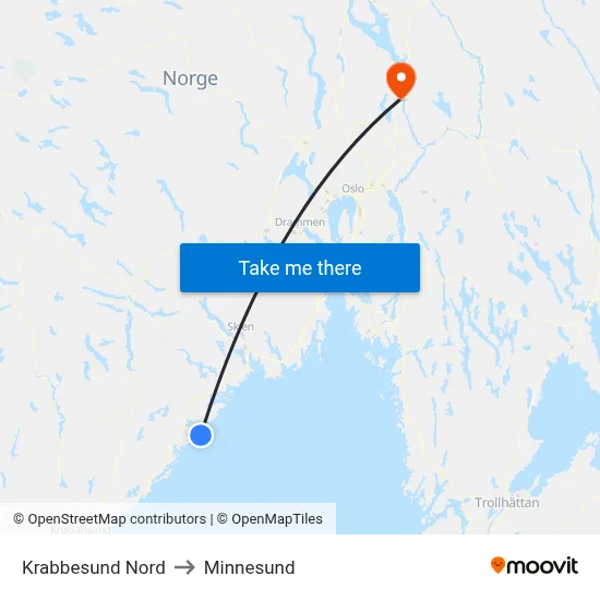 Krabbesund Nord to Minnesund map