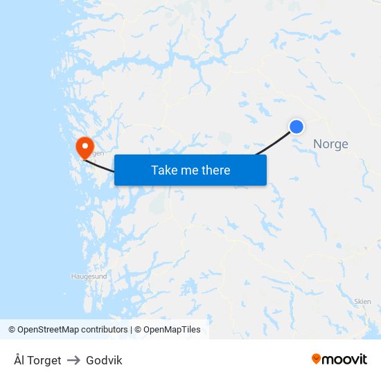 Ål Torget to Godvik map