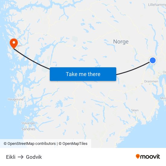 Eikli to Godvik map