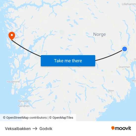 Veksalbakken to Godvik map