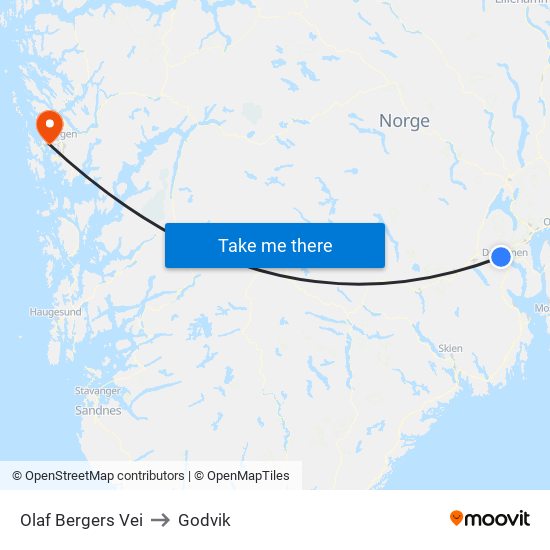 Olaf Bergers Vei to Godvik map