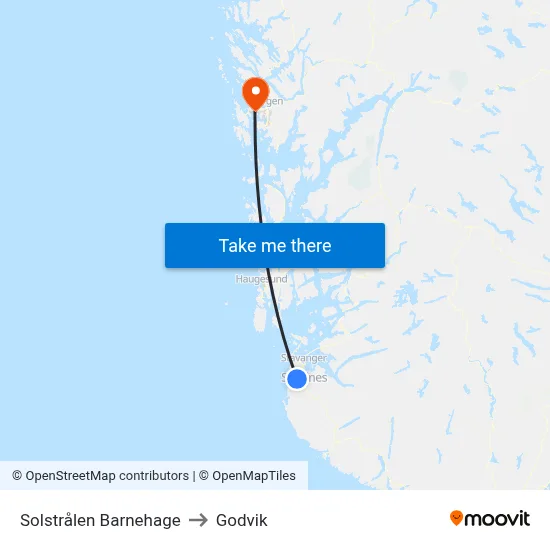Solstrålen Barnehage to Godvik map