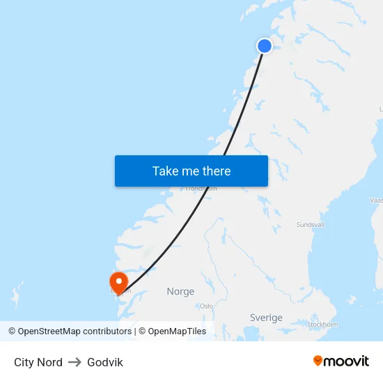 City Nord to Godvik map