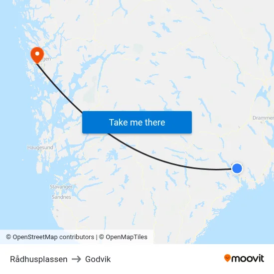 Rådhusplassen to Godvik map