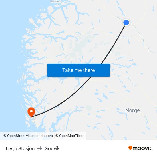 Lesja Stasjon to Godvik map