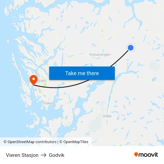 Vieren Stasjon to Godvik map