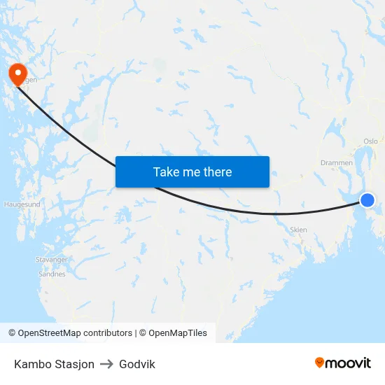 Kambo Stasjon to Godvik map