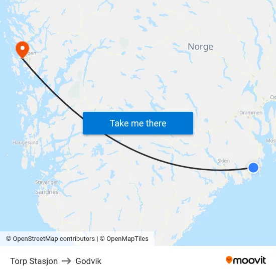 Torp Stasjon to Godvik map