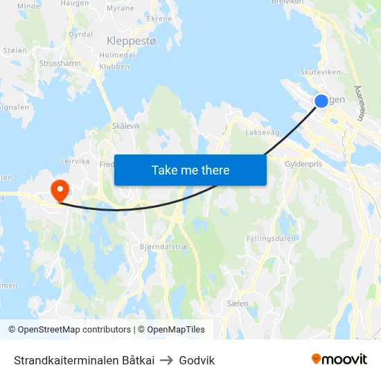 Strandkaiterminalen Båtkai to Godvik map