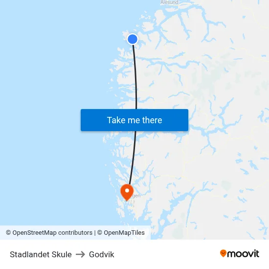 Stadlandet Skule to Godvik map