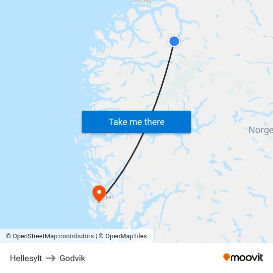 Hellesylt to Godvik map